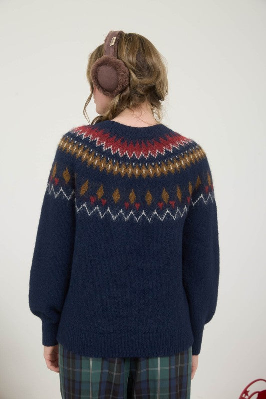 Navy Fair Isle Knit Sweater