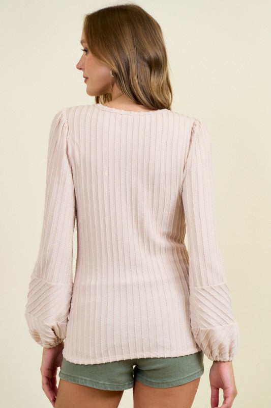 Light Blush Textured Knit Top