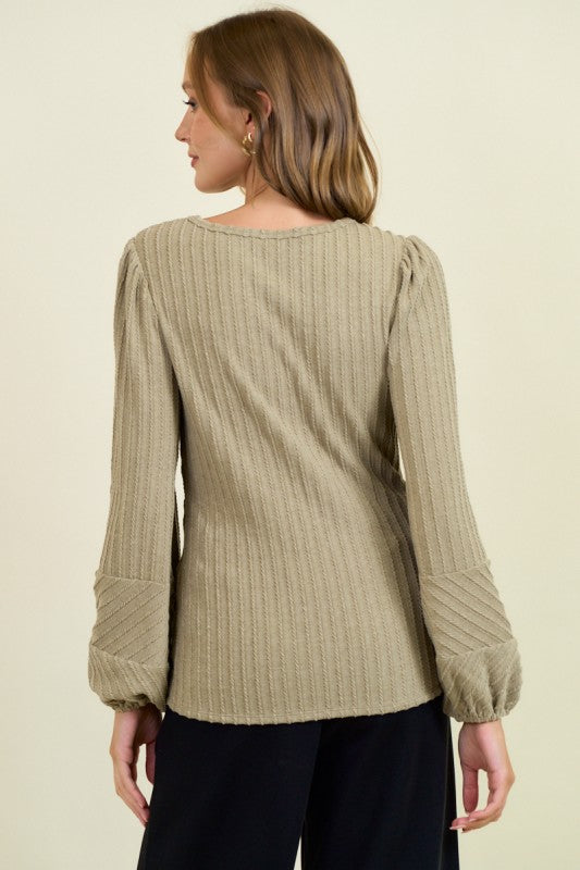 Mushroom Textured Knit Top