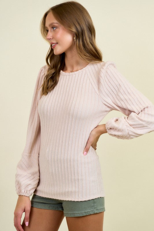 Light Blush Textured Knit Top