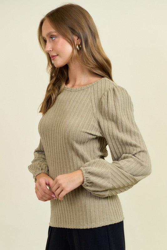 Mushroom Textured Knit Top