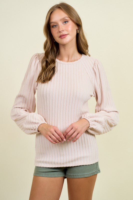 Light Blush Textured Knit Top