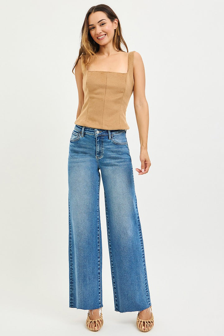 Risen High Rise Wide Leg Jeans