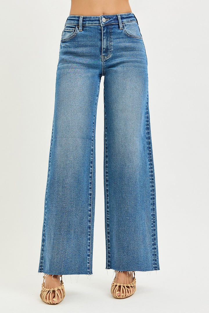 Risen High Rise Wide Leg Jeans