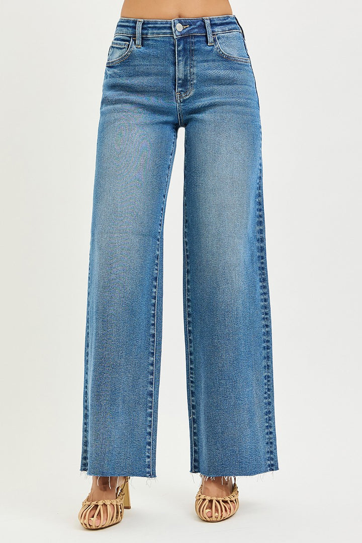 Risen High Rise Wide Leg Jeans
