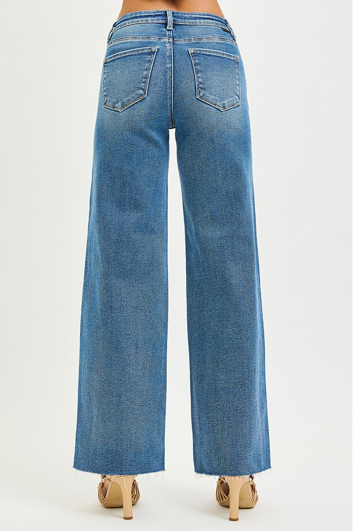 Risen High Rise Wide Leg Jeans