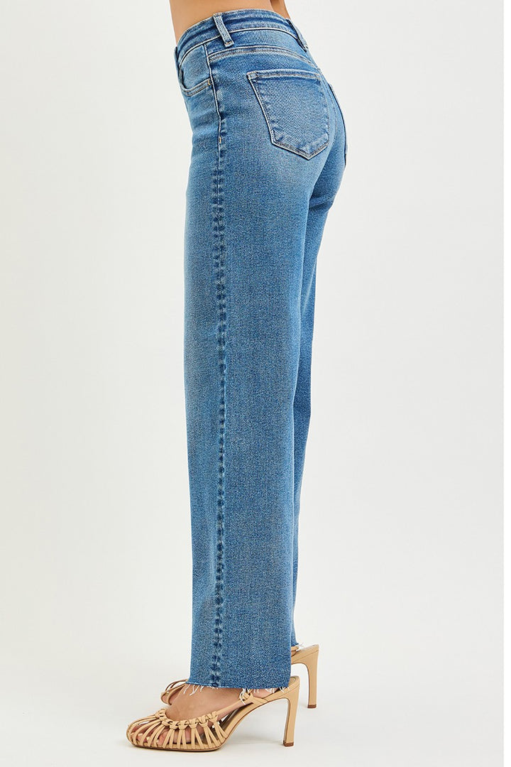 Risen High Rise Wide Leg Jeans