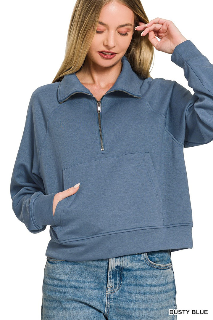 Dusty Blue Scuba Half Zip Pullover