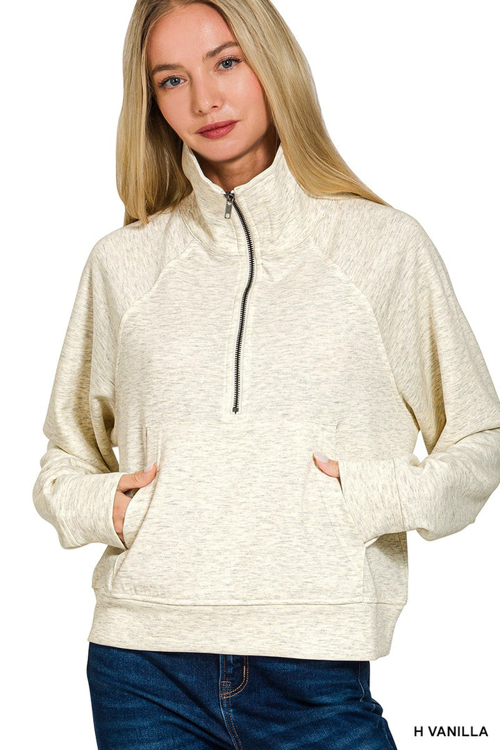 Heather Vanilla Scuba Half Zip Pullover