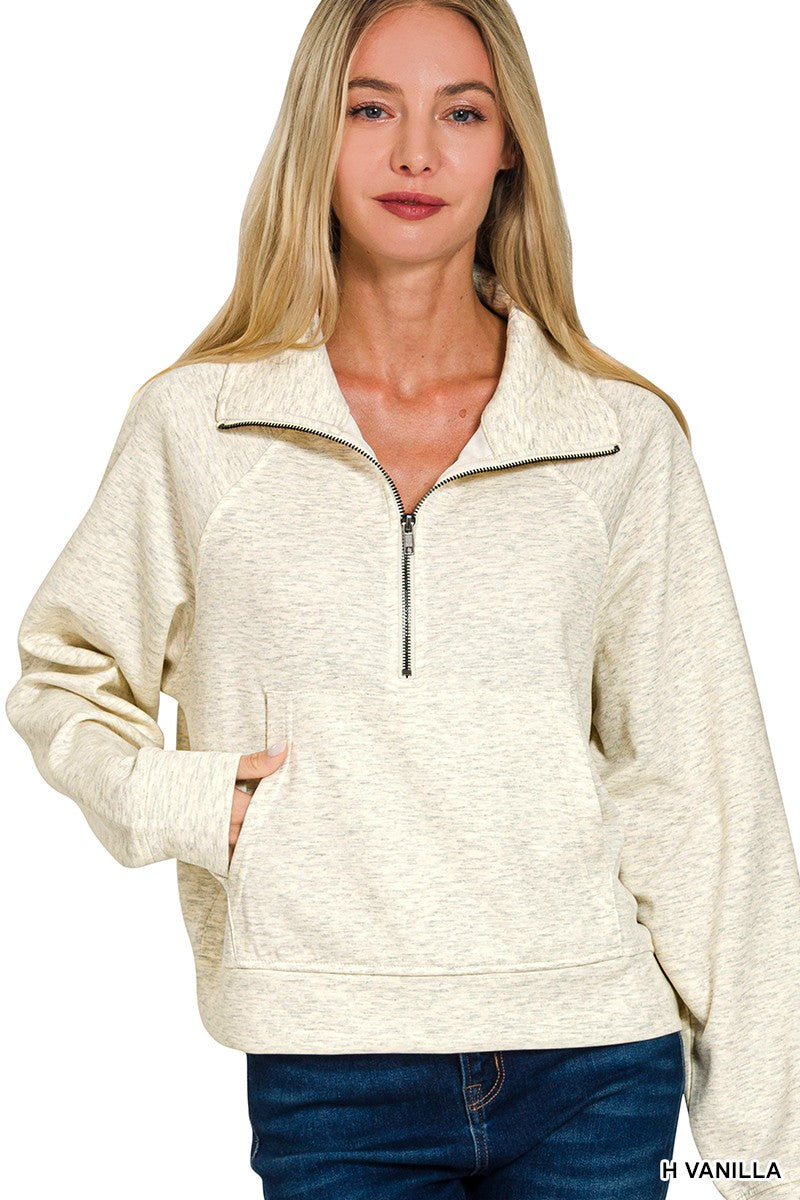 Heather Vanilla Scuba Half Zip Pullover