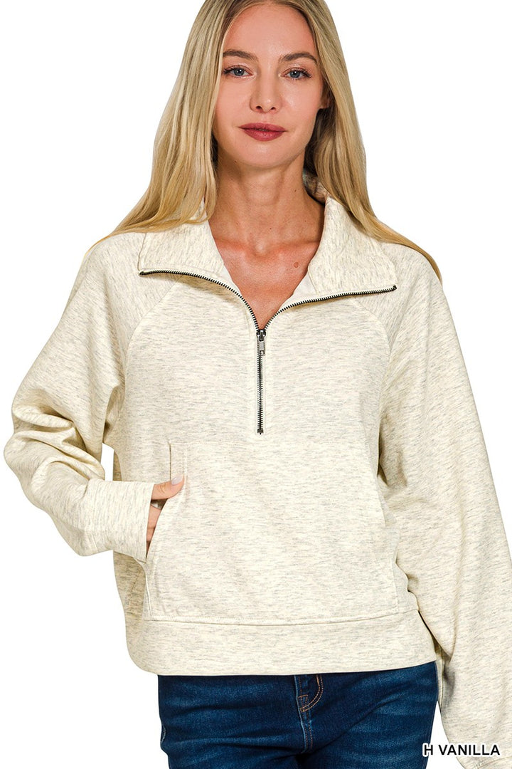 Heather Vanilla Scuba Half Zip Pullover