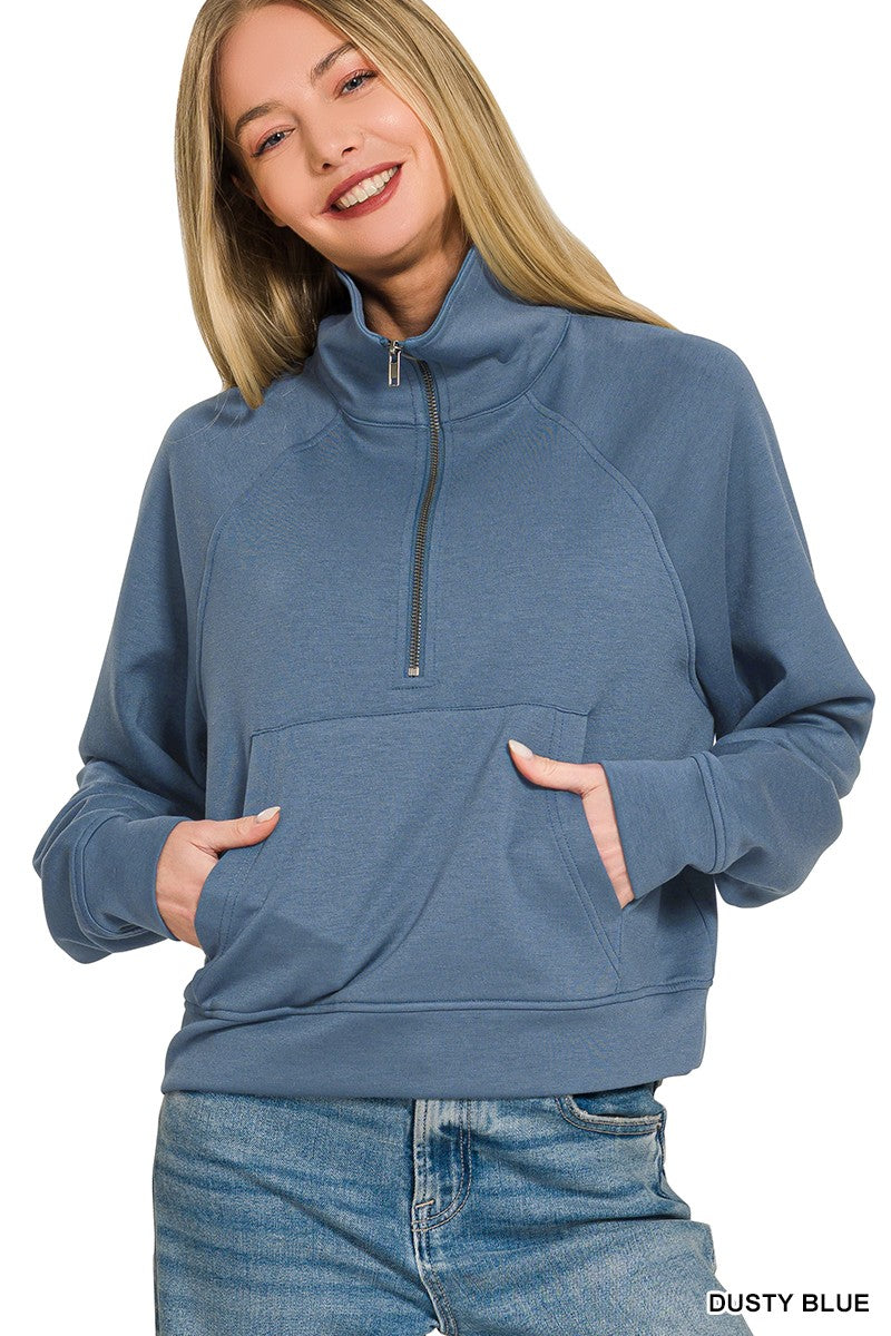 Dusty Blue Scuba Half Zip Pullover