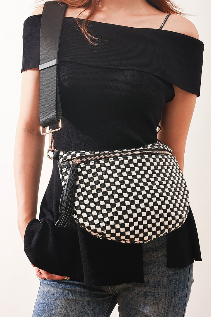 Black Checkered Bum Bag