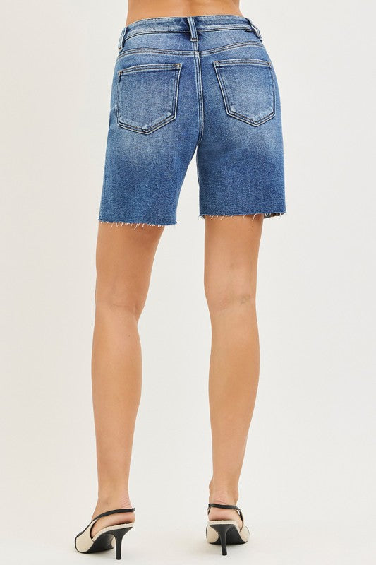 Risen High Rise Raw Hem Long Shorts