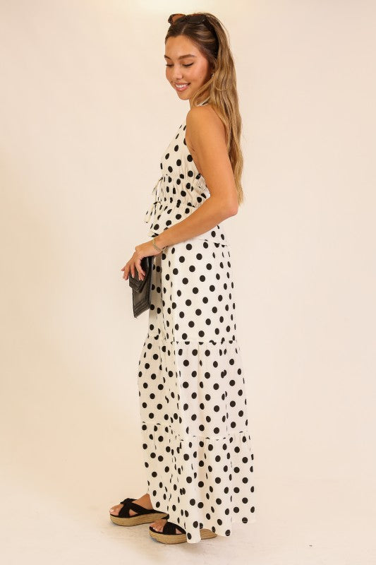 Polka Dot Halter Top & Maxi Skirt Set