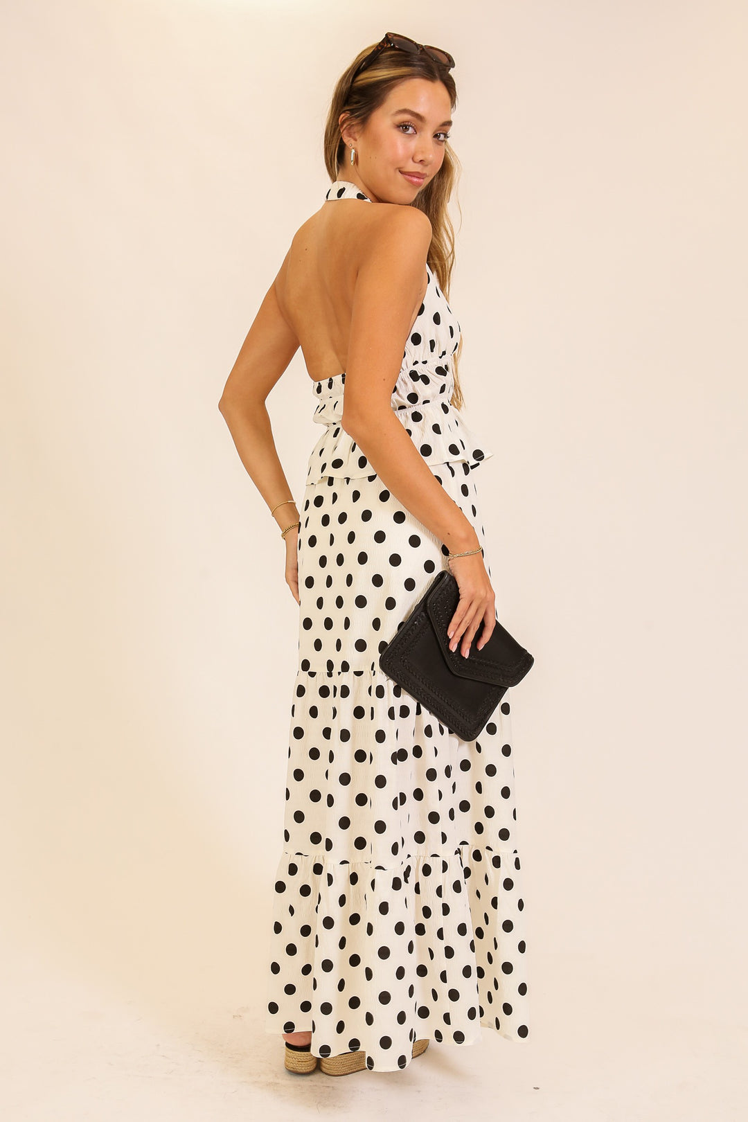 Polka Dot Halter Top & Maxi Skirt Set