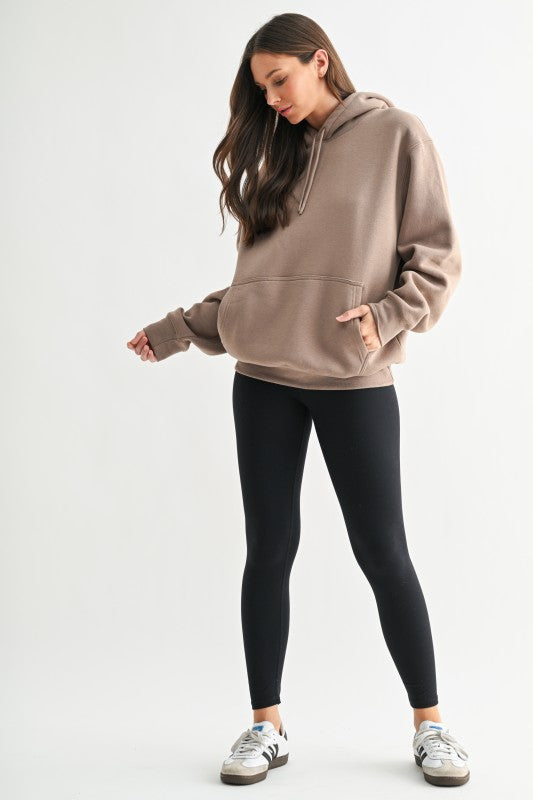 Silken Taupe Drop Shoulder Hoodie