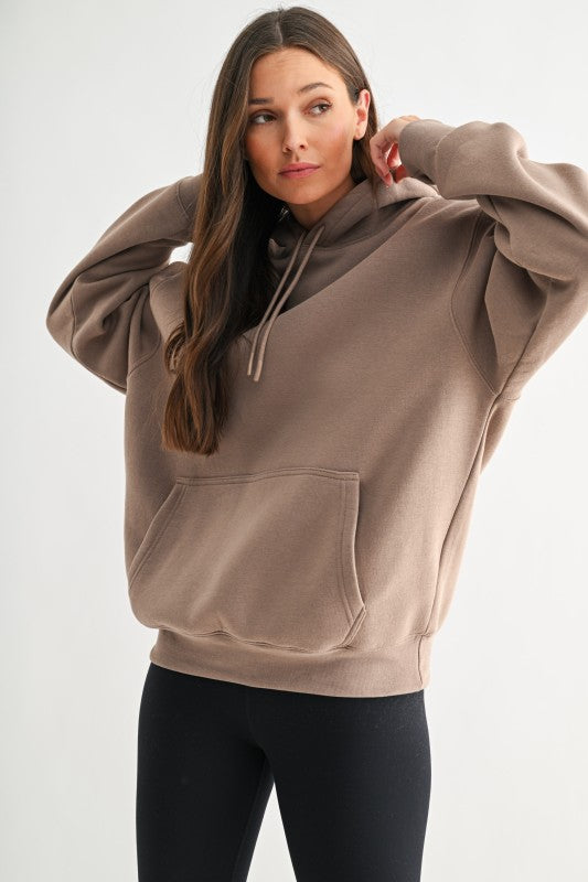 Silken Taupe Drop Shoulder Hoodie