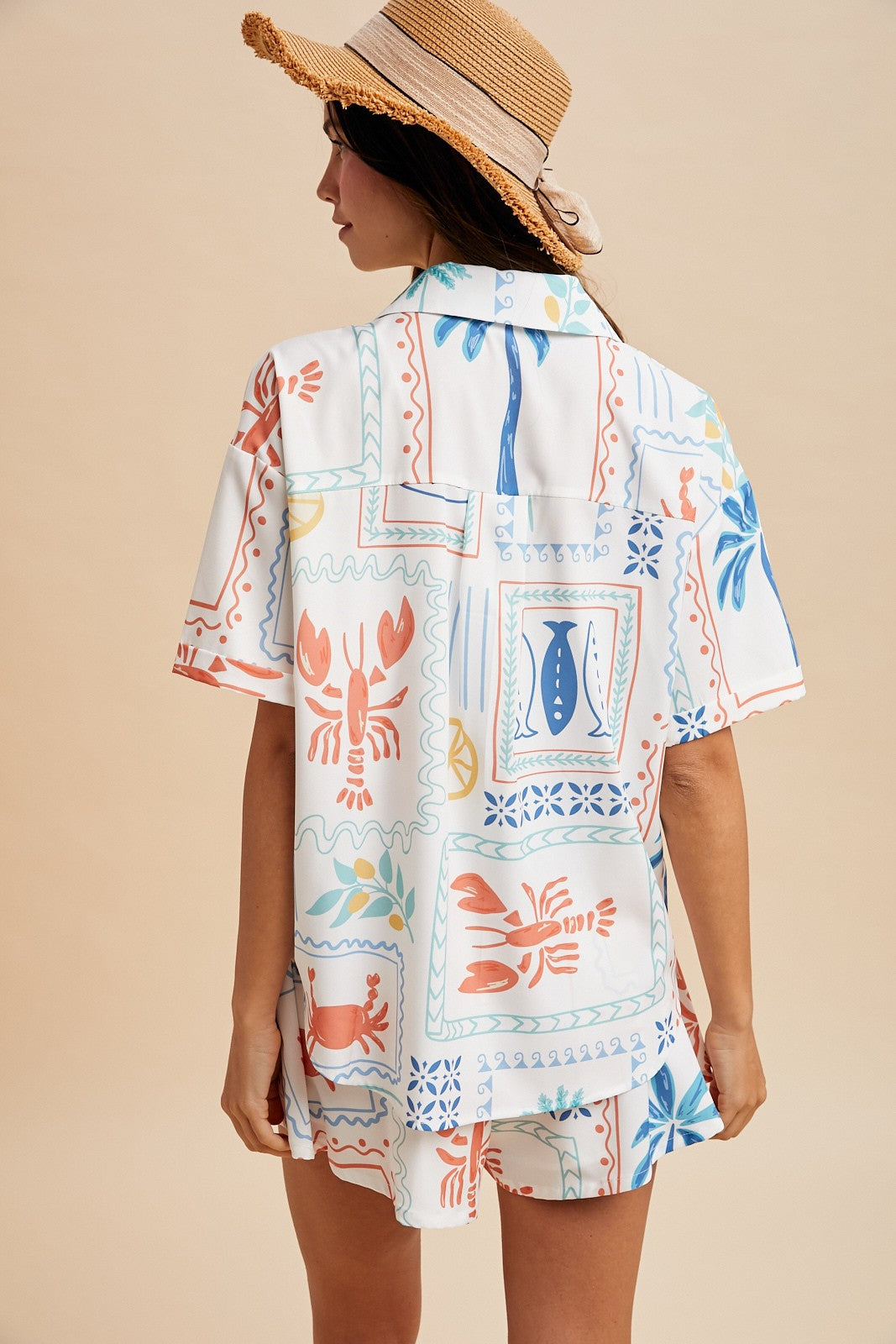 Tropical Print Shirt & Shorts Set