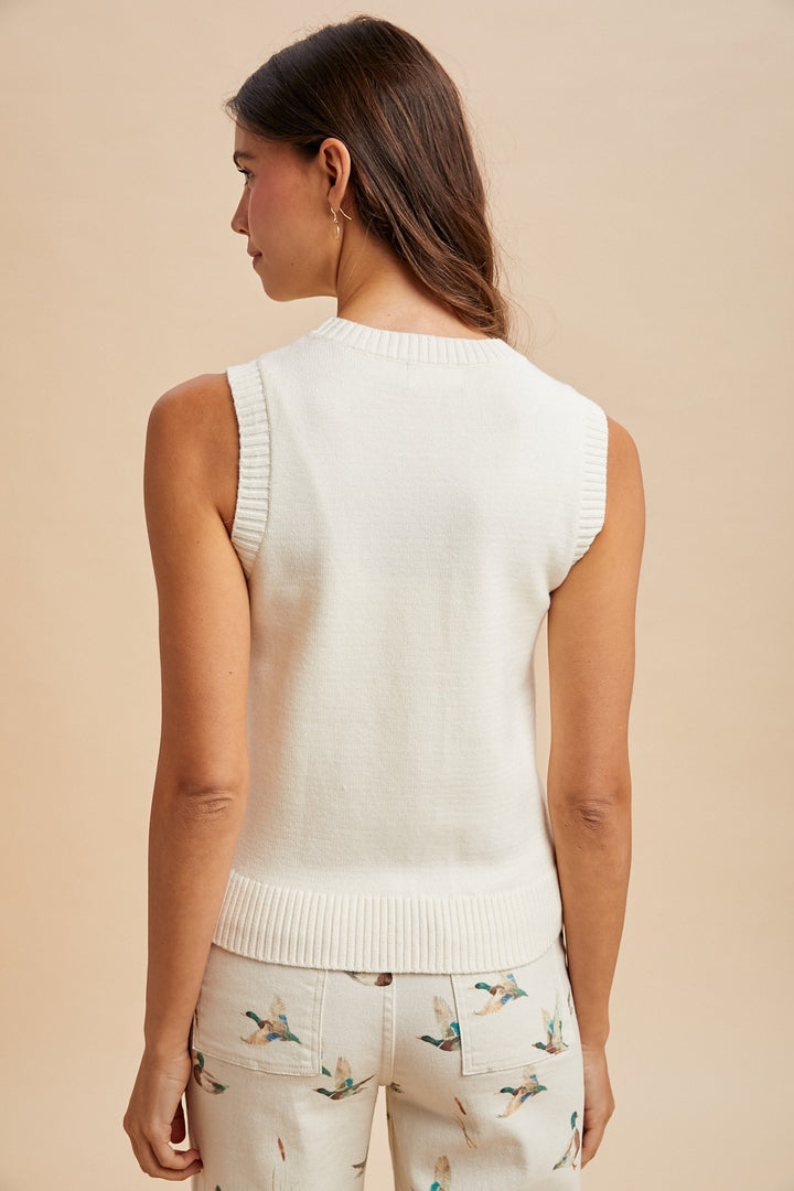 Ivory Mallard Duck Sweater Top