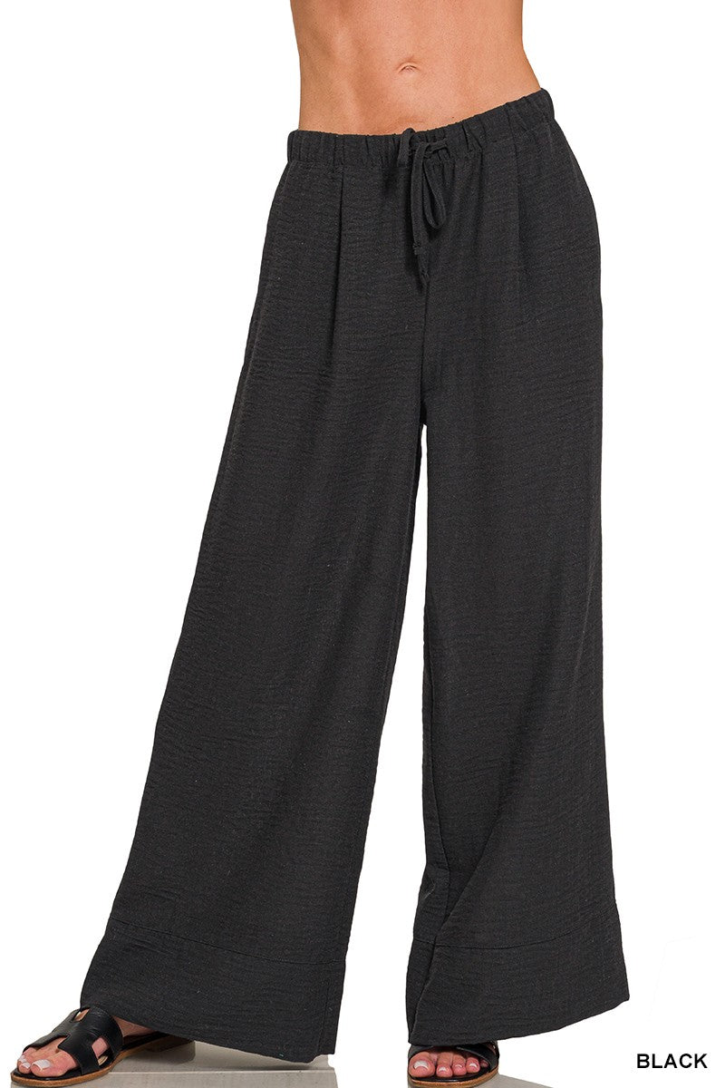 Black Woven Airflow Pants