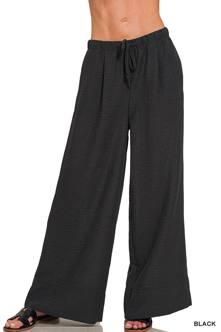 Black Woven Airflow Pants