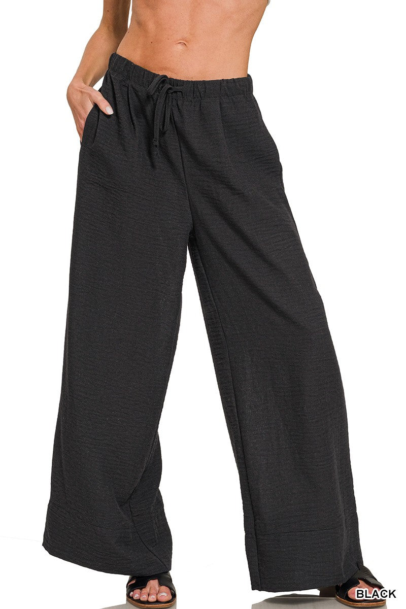 Black Woven Airflow Pants