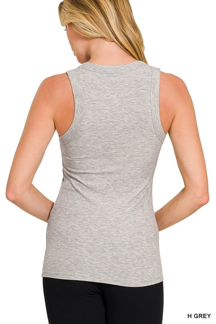 Heather Grey American Flag Tank Top