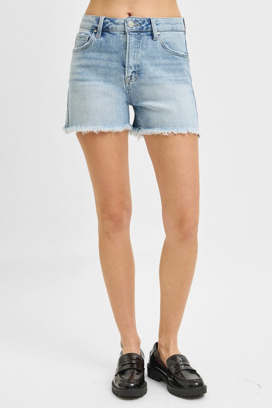 Risen Light High Rise Fray Hem Shorts