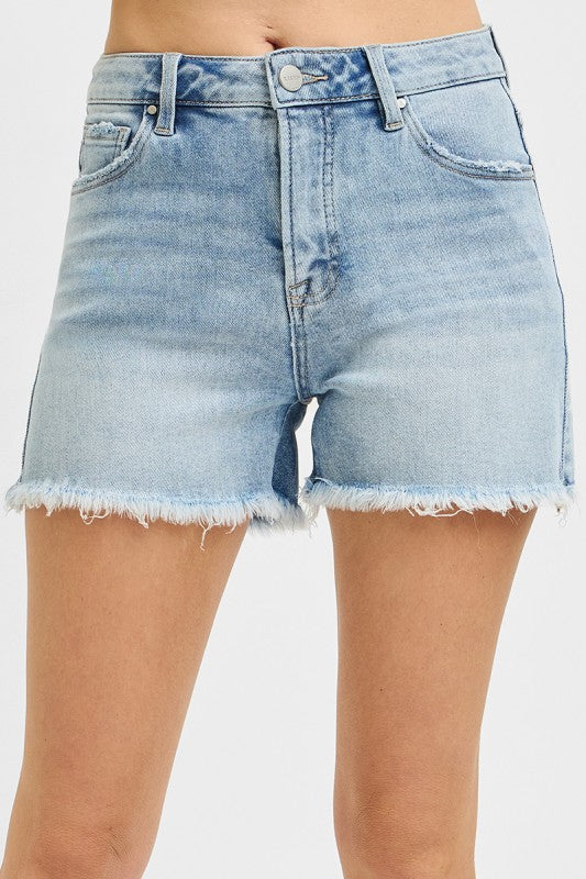 Risen Light High Rise Fray Hem Shorts