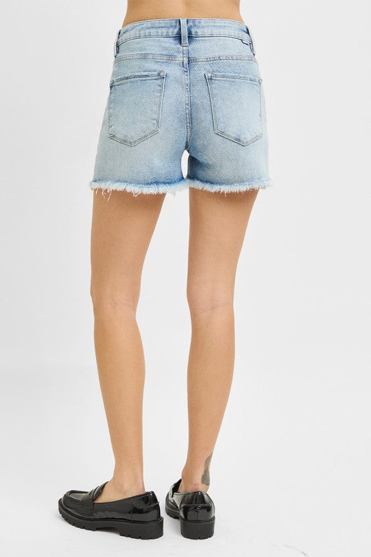 Risen Light High Rise Fray Hem Shorts