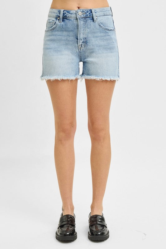 Risen Light High Rise Fray Hem Shorts