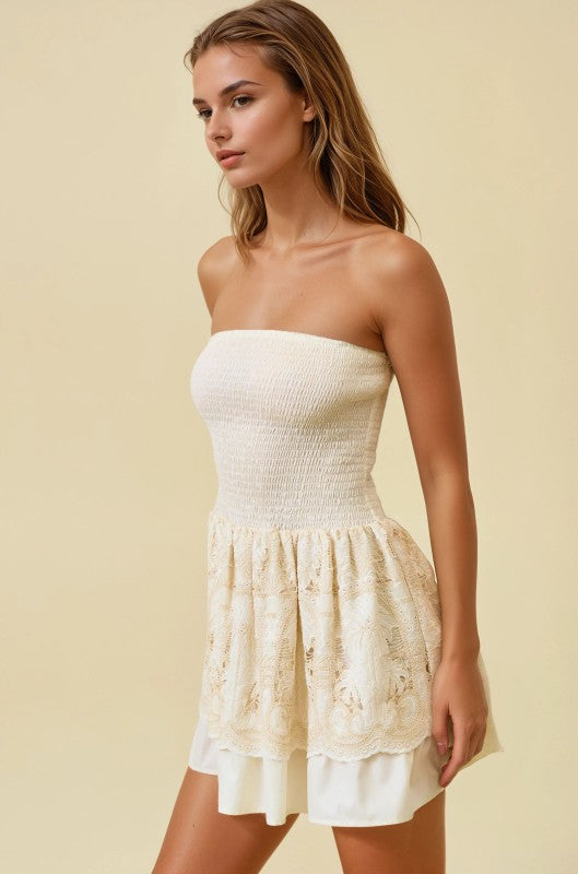 Off White Tube Top Mini Dress