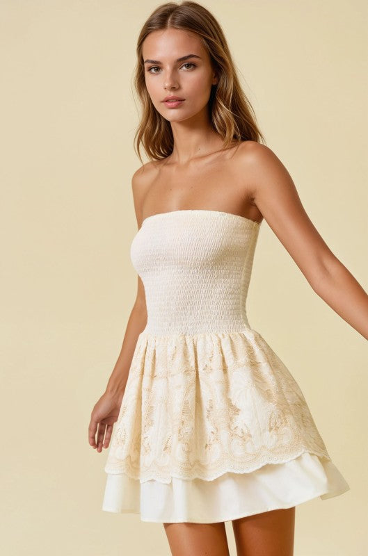 Off White Tube Top Mini Dress