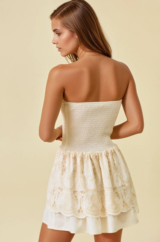 Off White Tube Top Mini Dress