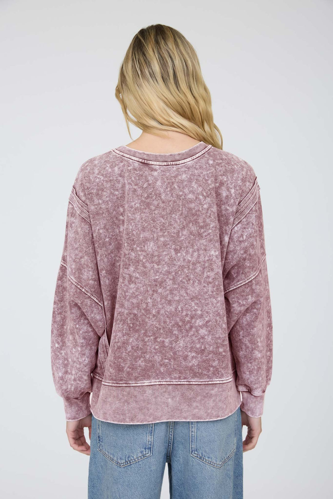 Maroon Acid Wash Knit Top