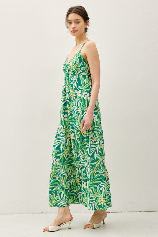Green Tropical Maxi Sundress
