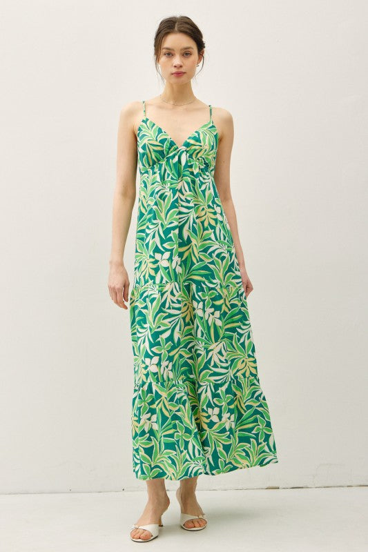 Green Tropical Maxi Sundress