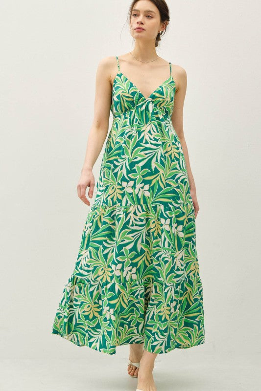 Green Tropical Maxi Sundress