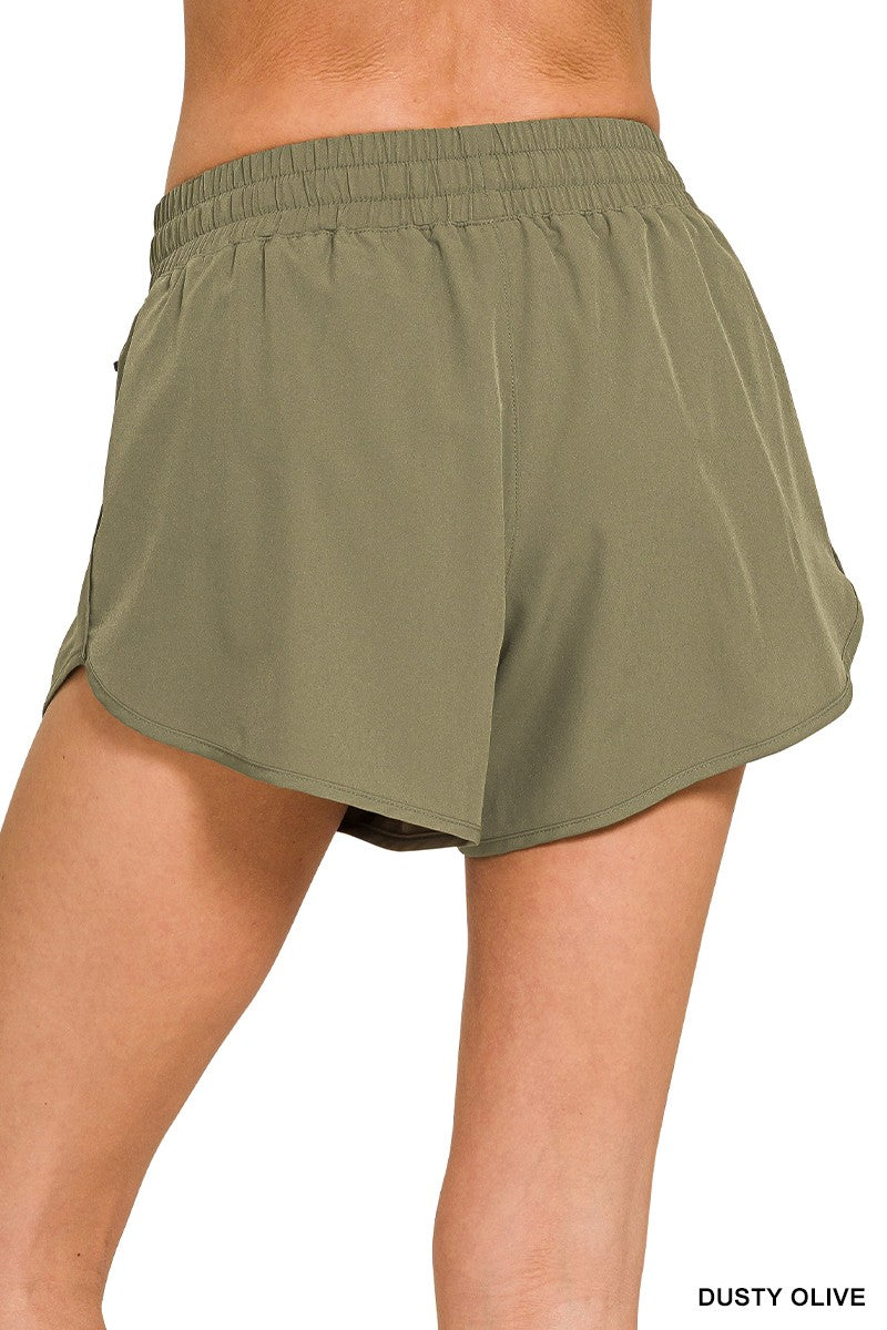 Dusty Olive Woven Lined Shorts