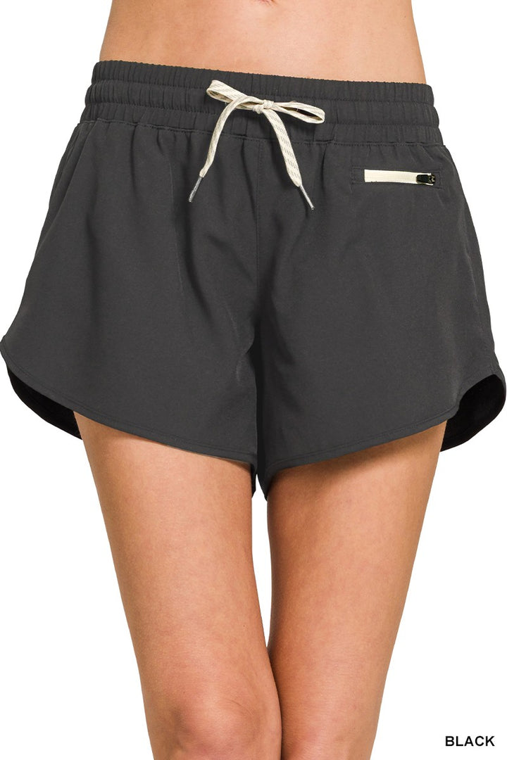 Black Woven Lined Shorts