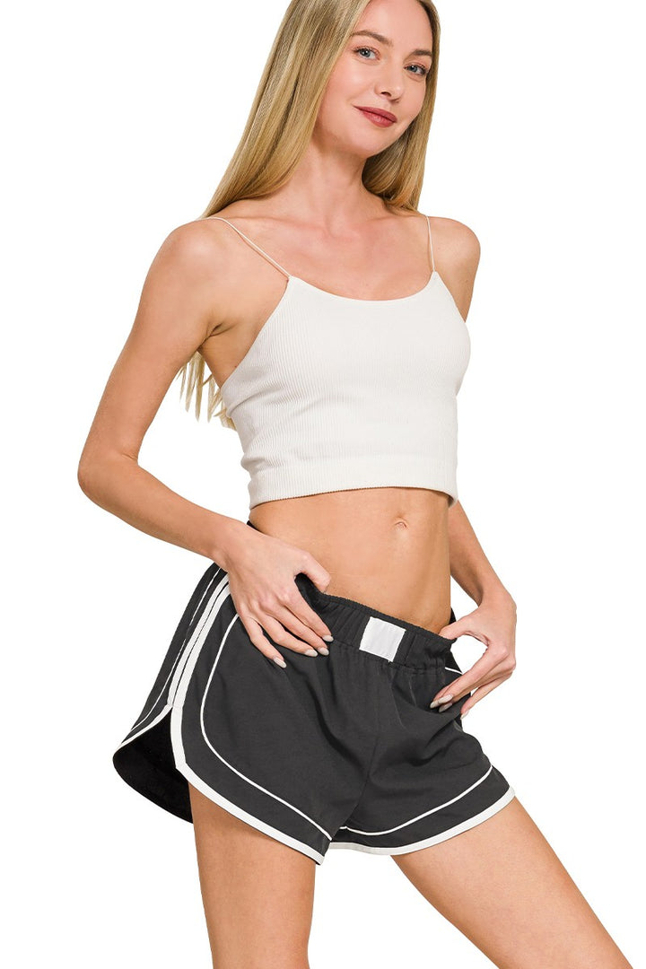 Black Lined Dolphin Shorts