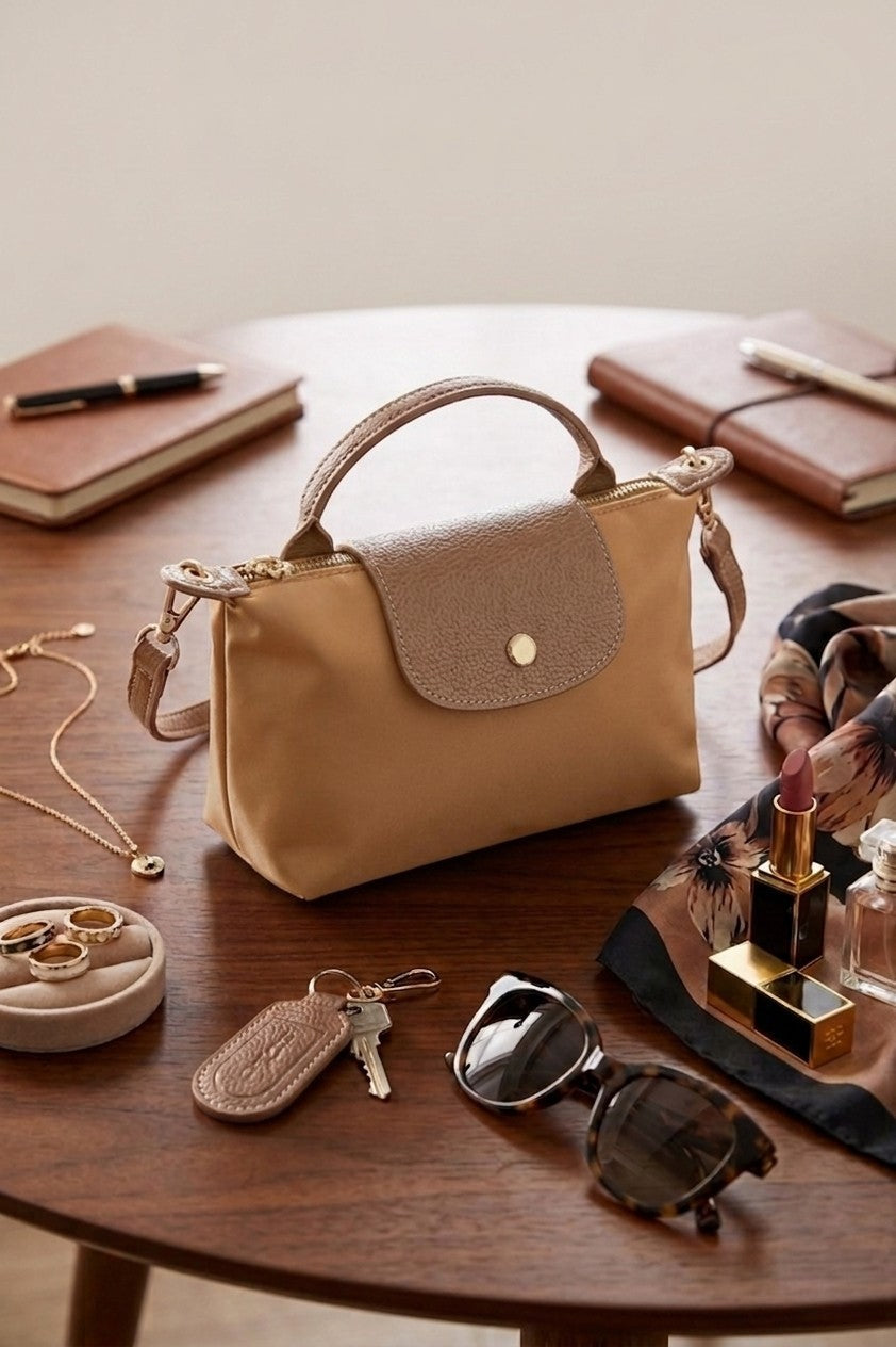 Light Camel Color Block Mini Handbag