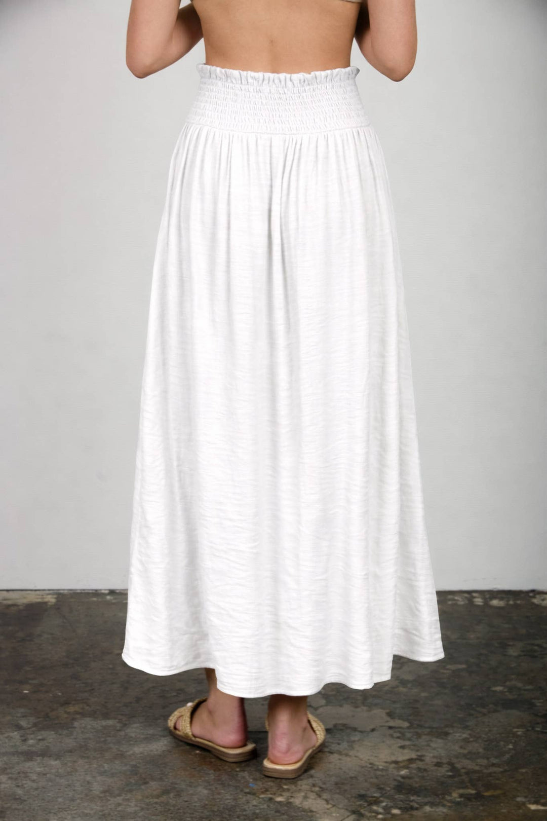 White Button Down Midi Skirt