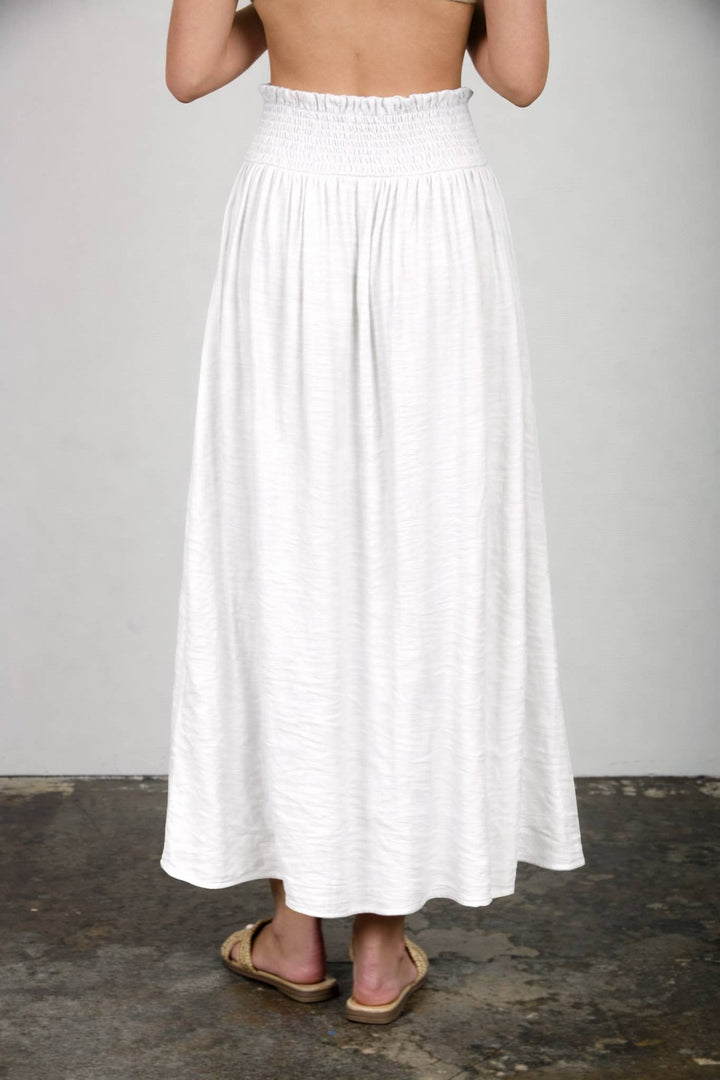 White Button Down Midi Skirt