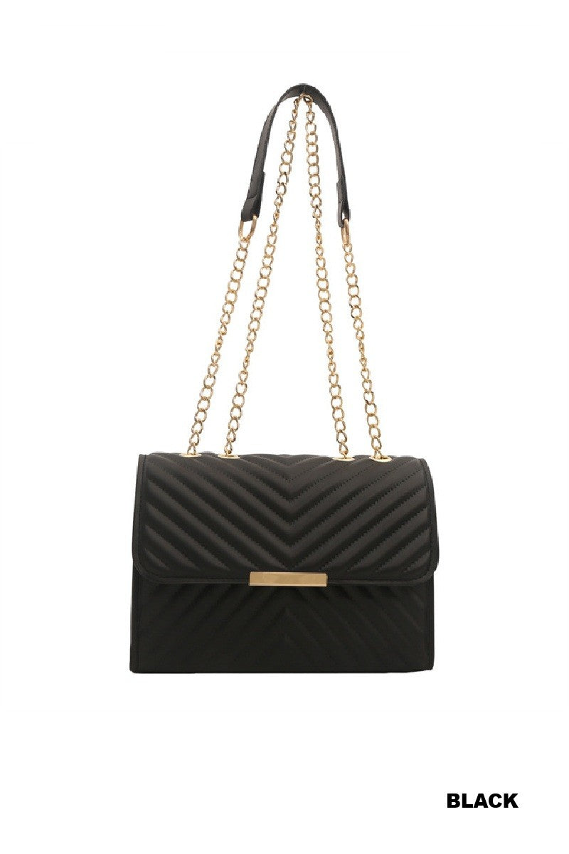 Black Quilted Chevron Shoulder Bag