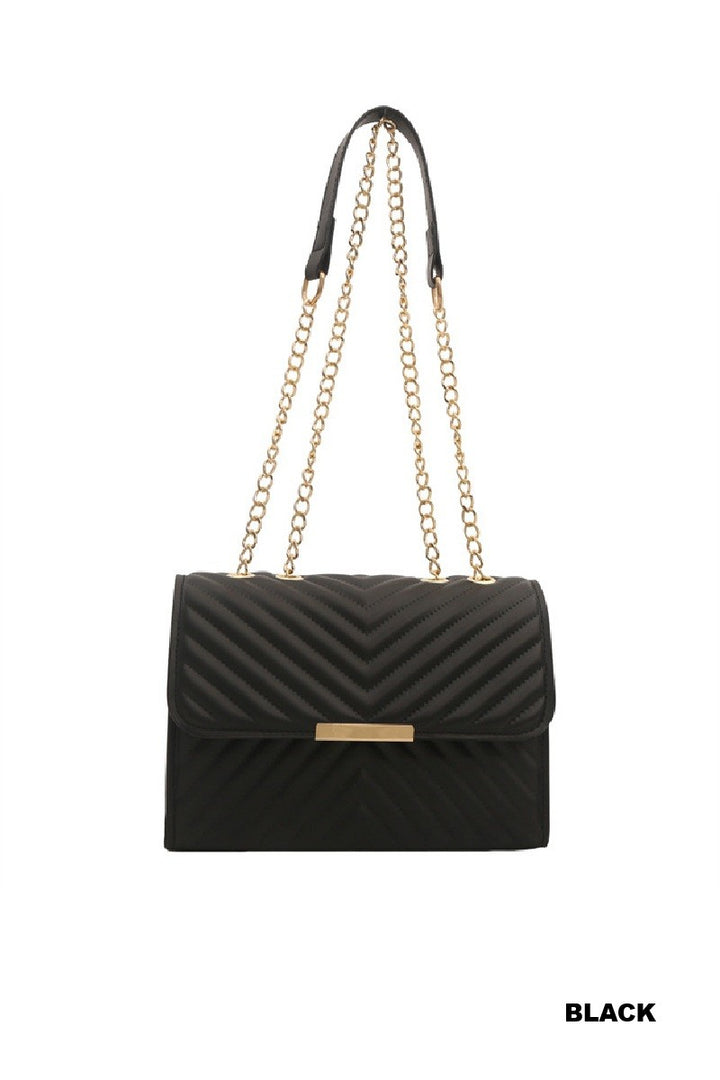 Black Quilted Chevron Shoulder Bag