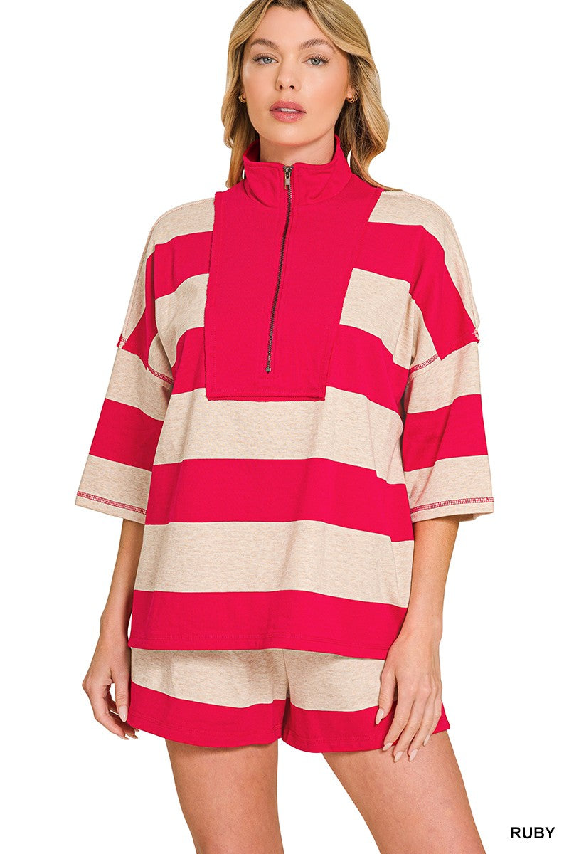 Ruby French Terry Striped Top & Shorts Set