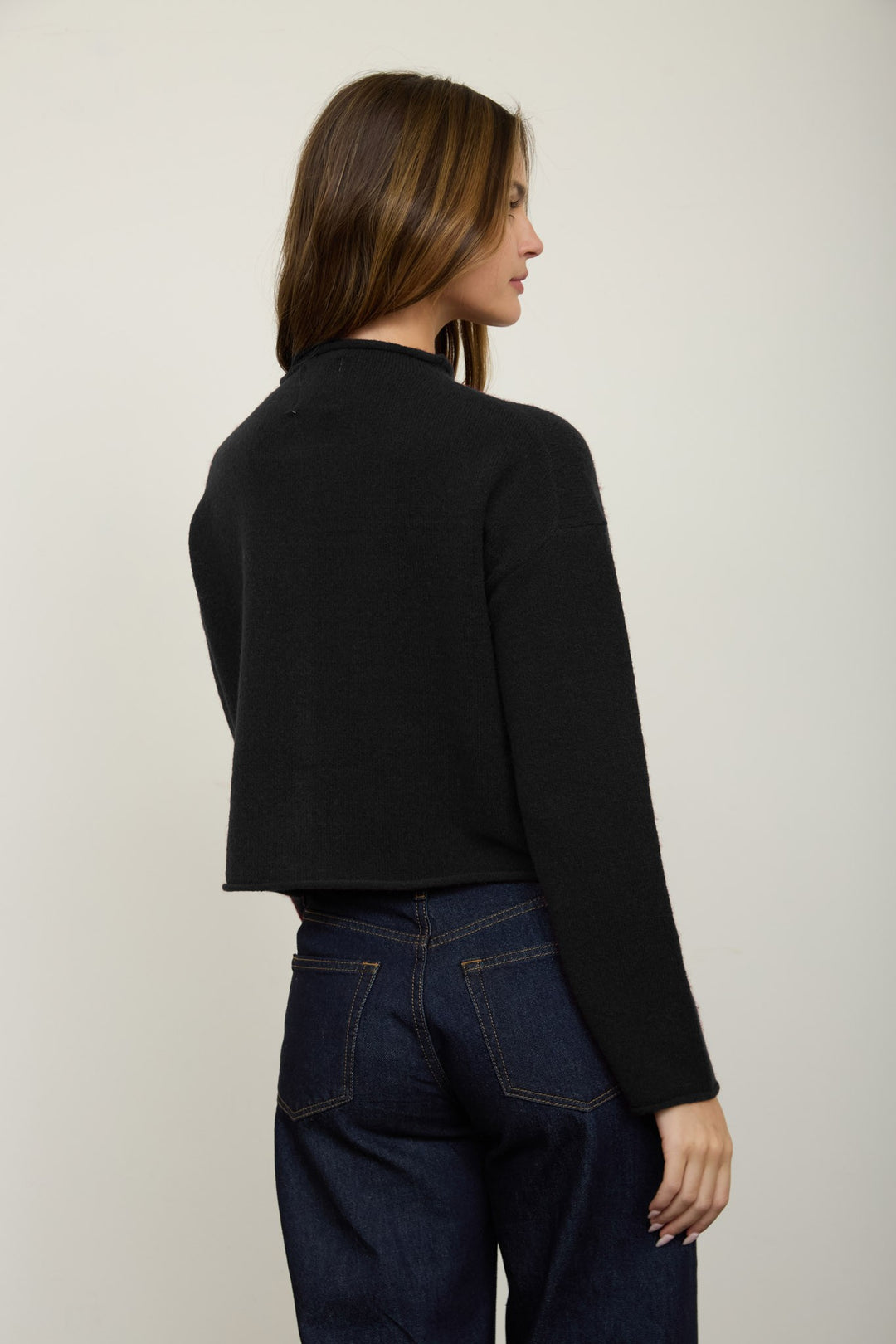 Black Raw Edge Button Down Cardigan