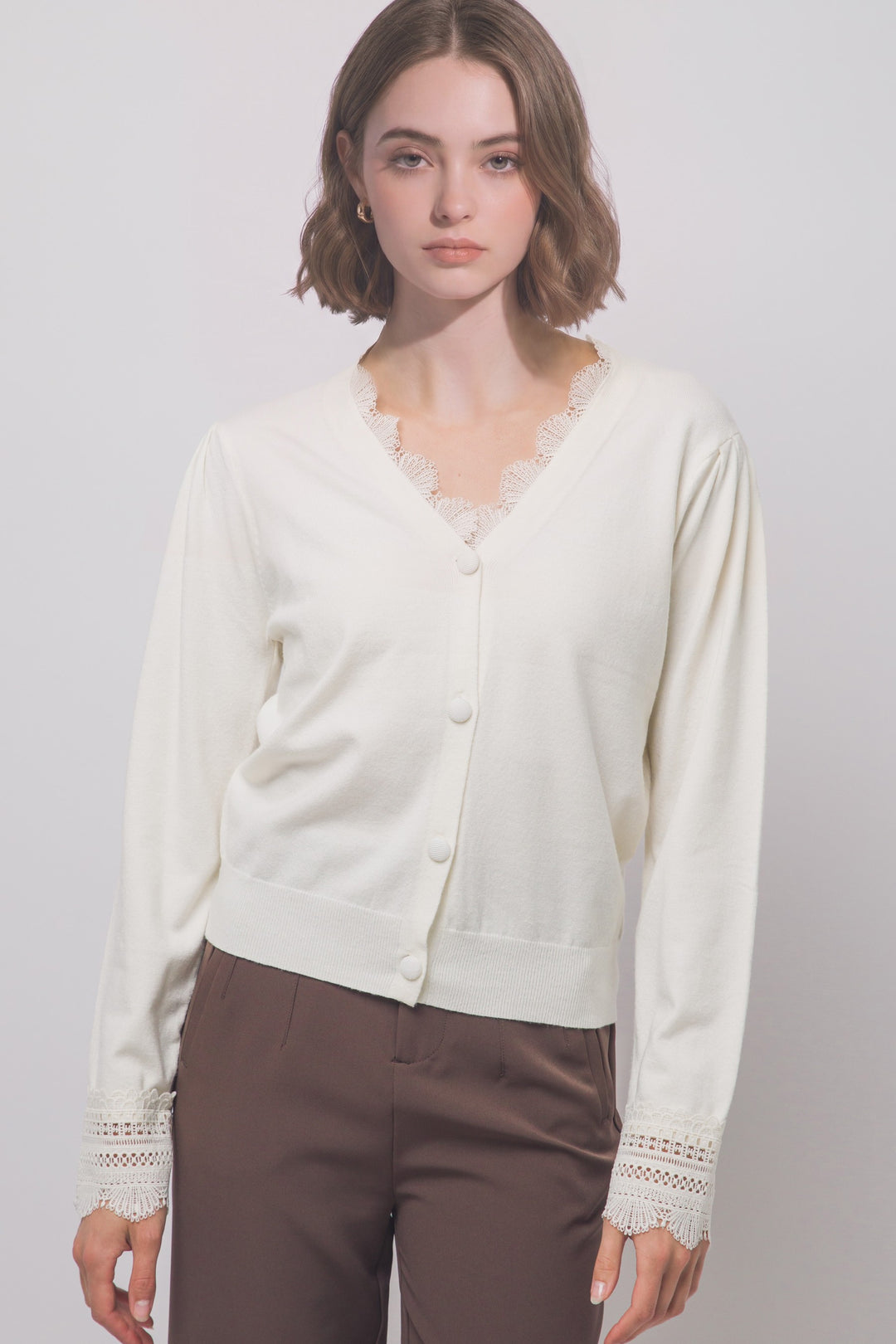 Ivory Lace Knit Cardigan